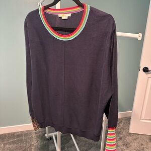 Boden Navy Sweater with Multicolor Trim